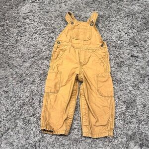 3/$15 Carters Tan Full Length Overalls Carhartt Look a Like 18M